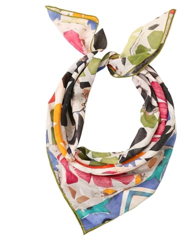 Prettystern Baumwolle & Seide Mix handrolliert 65/65 cm Damen Herren Sommer Frühling Seiden-halstuch Kopftuch Nickituch Bunt Malerei SC28 von Prettystern