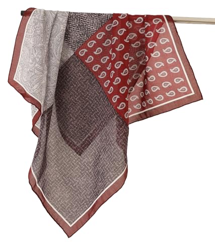 Prettystern Baumwolle & Seide Mix handrolliert 65/65 cm Damen Herren Sommer Frühling Seiden-halstuch Kopftuch Nickituch Paisley Dunkelrot SC25 von Prettystern