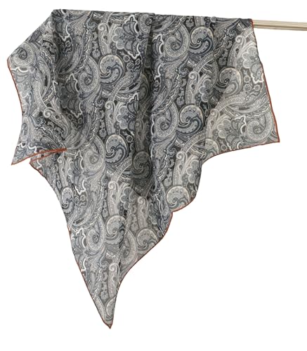 Prettystern Baumwolle & Seide Mix handrolliert 65/65 cm Damen Herren Sommer Frühling Seiden-halstuch Kopftuch Paisley Dunkelblau SC19 von Prettystern