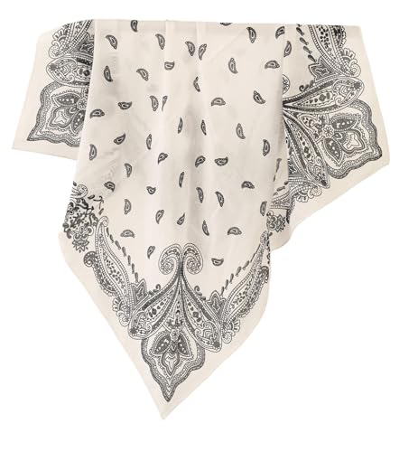 Prettystern Baumwolle & Seide Mix handrolliert 65/65 cm Damen Herren Sommer Frühling Seiden-halstuch Kopftuch Nickituch Paisley Weiß SC22 von Prettystern