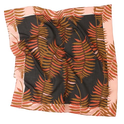 Prettystern Baumwolle & Seide Mix handrolliert 65/65 cm Damen Herren Sommer Frühling Seiden-halstuch Kopftuch Nickituch Rot-Braun Blätter SC27 von Prettystern