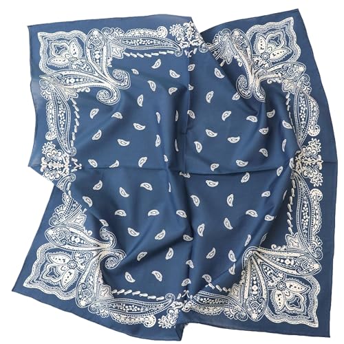 Prettystern Baumwolle & Seide Mix handrolliert Tuch 65/65 cm Damen Herren Sommer Frühling Seiden-halstuch blau ethnisch SC12 von Prettystern