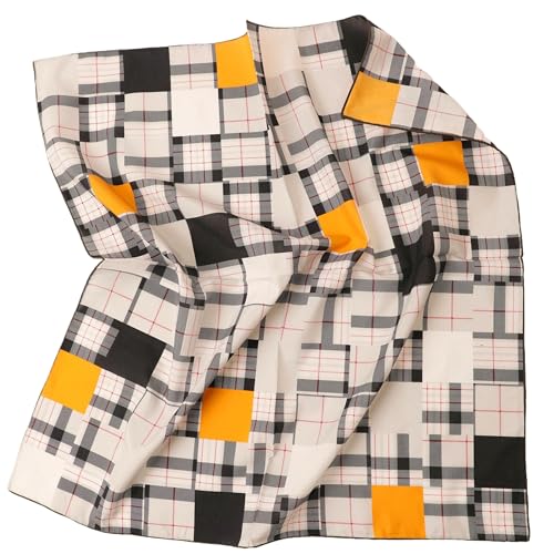 Prettystern Baumwolle & Seide Mix handrolliert Tuch 65/65 cm Damen Herren Sommer Frühling Seiden-halstuch weiß gelb schwarz SC06 von Prettystern