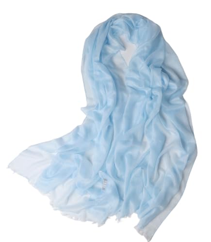 Prettystern Damen 100% Kaschmir-Stola leicht Ring Sommer Pashmina-Schal Abendkleid Schulter-Tuch XL reine Cashmere 27. Hellblau von Prettystern