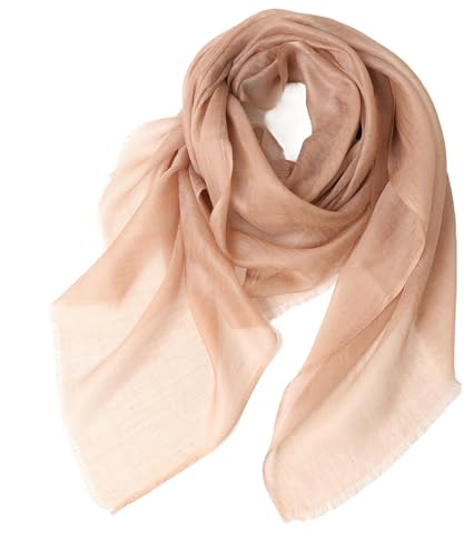 Prettystern Damen 100% Kaschmir leicht hauchdünn Ring Tuch aus feiner 200 garn Cashmere Fäden für Frühling Sommer - Hellbraun von Prettystern