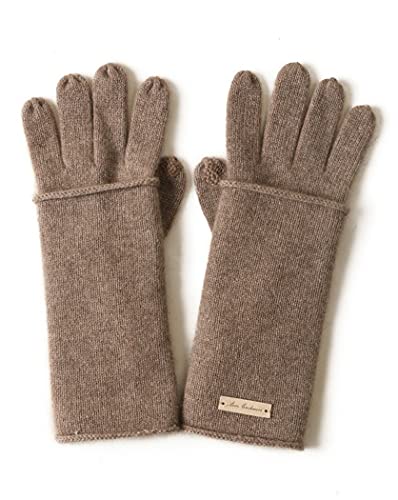 Prettystern Damen 2-teilg Kaschmir Set Touchscreen Handschuhe & Pulswärmer Stuple Halbfinger Braun taupe von Prettystern