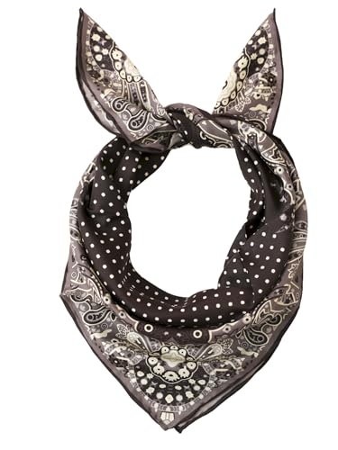 Prettystern Damen 65/65cm Crepe Satin Seide Halstuch Seidenschal Frühling Sommer Seiden-Tuch 29 schwarz weiß von Prettystern