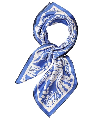 Prettystern Damen 65/65cm Crepe Satin Seide Halstuch Seidenschal Frühling Sommer Seiden-Tuch 30 blau von Prettystern