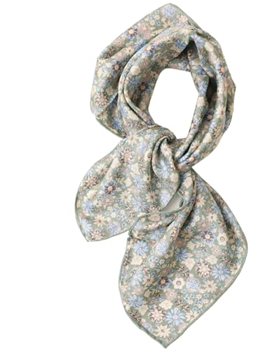 Prettystern Damen 65/65cm Crepe Satin Seide Halstuch Seidenschal Frühling Sommer Seiden-Tuch 33. Blümchen von Prettystern