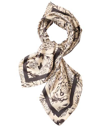 Prettystern Damen 65/65cm Crepe Satin Seide Halstuch Seidenschal Frühling Sommer Seiden-Tuch 38. Cremeweiß von Prettystern