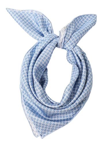 Prettystern Damen 65X65 handrolliertes 100% Seide Seidenschal Frühling Sommer Seiden-Tuch geometrisches Muster 24 Blau von Prettystern