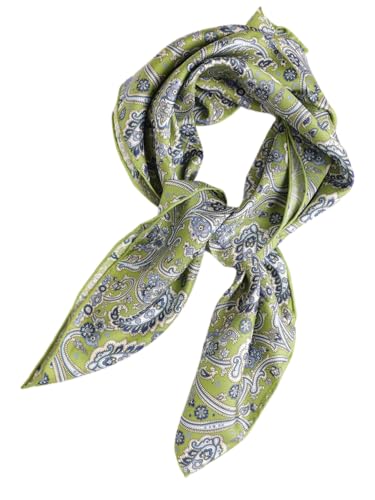 Prettystern Damen 65X65 handrolliertes 100% Seide Seidenhalstuch Frühling Sommer Dmen Herren Halstuch 23 Grün Paisley von Prettystern