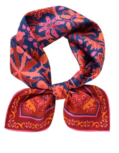 Prettystern Damen mittelgroß 70cm 100% Seide Halstuch Seidentuch für Frühling Sommer Geschenk-Idee WeinRot blau Blumen 19. von Prettystern