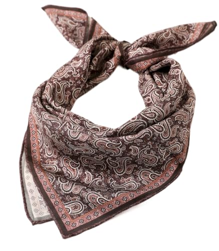 Prettystern Damen 65X65 handrolliertes 100% Silk Seidenschal Frühling Sommer Seiden-Tuch Patchwork Paisley 27 Braun von Prettystern