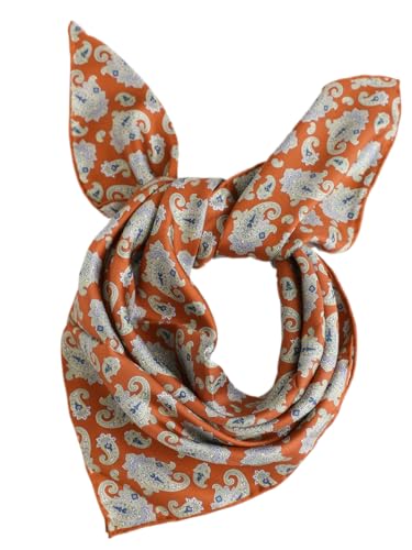 Prettystern Damen 65X65 handrolliertes 100% Seide Halstuch Seidentuch für Frühling Sommer Geschenk-Idee Rotbraun Paisley 22. von Prettystern