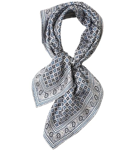 Prettystern Seidenhalstuch 65x65 cm für Frühling Sommer, handrolliert 100% Seide Halstuch Kopftuch für Damen & Herren 42. Blau von Prettystern