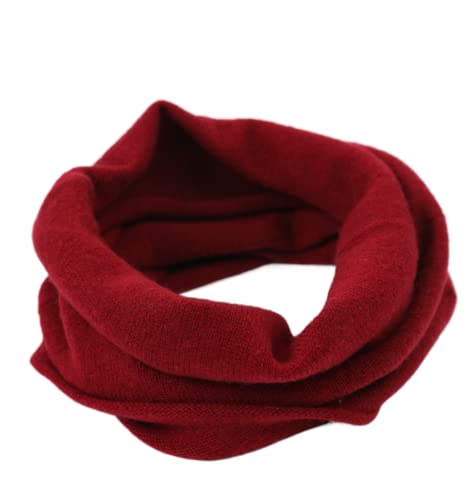 Prettystern Damen Herren Kaschmir Loop Schal Cashmere Schlauchschal feinstrick Schal Halstuch Schlauch-Schal Rot Weinrot von Prettystern