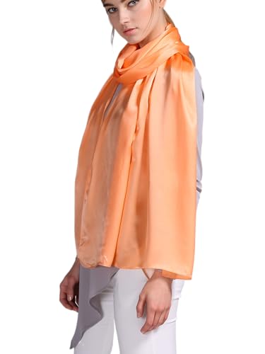 Prettystern Damen Herren festlich Seiden-Stola Crepe Satin Seide uni-farbe Seidentuch bolero Schultertuch für Abendkleider orange von Prettystern