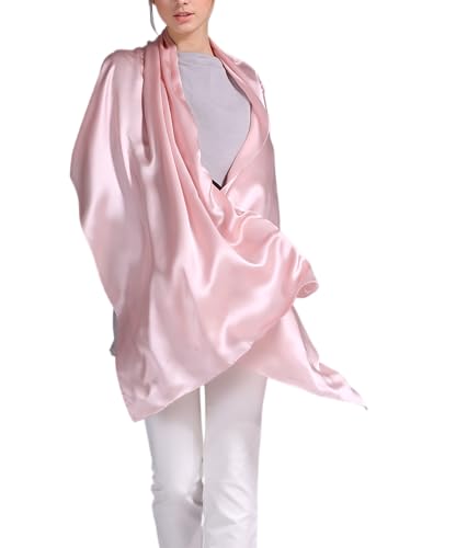 Prettystern Damen Herren festlich Seiden-Stola Crepe Satin Seide uni-farbe Seidentuch bolero Schultertuch für Abendkleider rosa von Prettystern