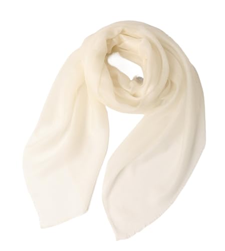 Prettystern Damen Kaschmir-Wolle leicht dünn Ring Halstuch aus feiner 200 garn Cashmere Fäden für Frühling Sommer - Weiß von Prettystern