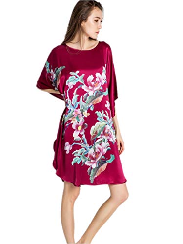 Prettystern Damen SeidenNachthemd Schlafkleid lang Schlafhemd Reine 100% Seide Nachthemden Tunika Silk Pyjama Floral Stickerei Druck - Rot YBP171 Prettystern Damen SeidenNachthemd Schlafkleid lang Schlafhemd Reine 100% Seide Nachthemden Tunika Silk Pyjama Floral Stickerei Druck - Rot YBP171 von Prettystern