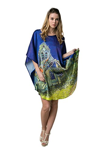 Prettystern Damen Seidennachthemd 100% Seide Nachthemd mit Kunstdruck Schlafkleid, Kaftan oder Tunika YBP094 Van Gogh - Kirche Prettystern Damen Seidennachthemd 100% Seide Nachthemd mit Kunstdruck Schlafkleid, Kaftan oder Tunika YBP094 Van Gogh - Kirche von Prettystern