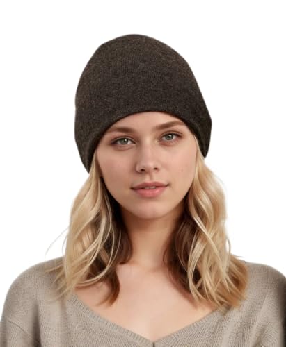 Prettystern Damen Cashmere Wendemütze Beanie Bonnet Mütze 100% Kaschmir-Wolle 2-farbig 2-lagig Dunkelgrau Hellgrau D02 von Prettystern