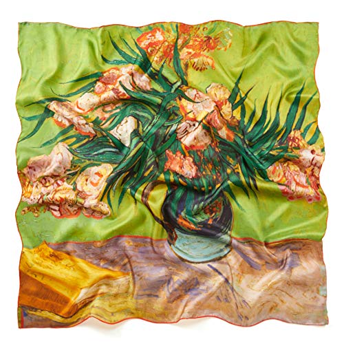 Prettystern Damen bunte Seidentuch Seidenalerei Kunstdruck 90cm van Gogh Vase Oleander P571 von Prettystern