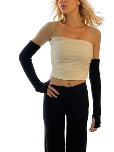 Prettystern Damen extra-lang Arm-Wärmer Arm-Stulpen 100% Kaschmir-Wolle Winter Pulswärmer Abend-Mode Schwarz von Prettystern