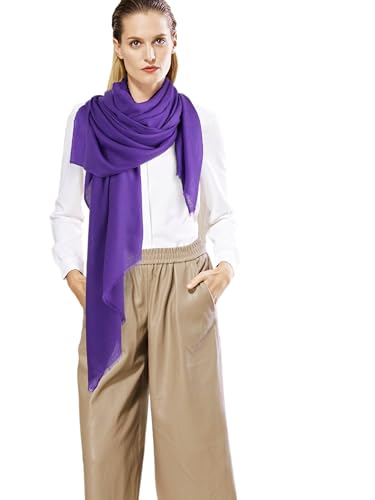 Prettystern Extra Großer Damen Stola fein weich XXL Pashmina-Schal 100% Wolle Umschalgtuch Schulter-Tuch Wollschal bordeaux Lila von Prettystern