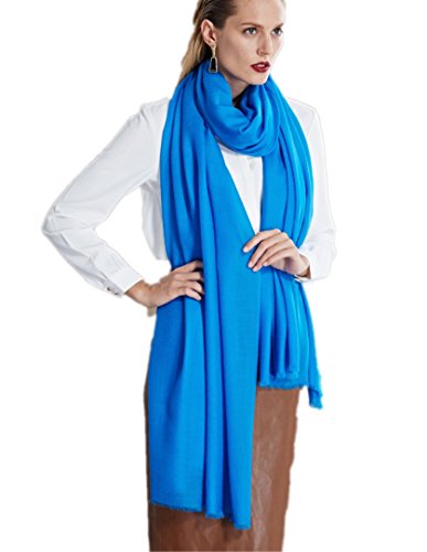 Prettystern Extra Großer Stola fein weich Wolltuch Pashmina XXL Tuch 100% Wolle - Blau von Prettystern