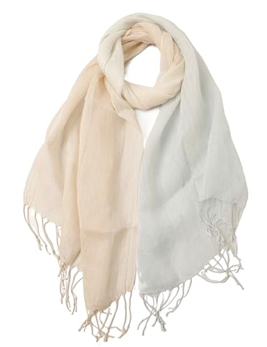 Prettystern Farbverlauf Tie-Dye Batik 100% Leinen Frühling Sommer Fransen Schal - T102 hellblau von Prettystern