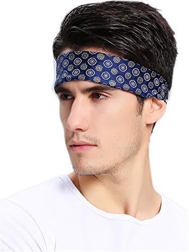 Prettystern Herren 100% Seide Bandana Nickituch Trachten-halstuch Seiden-Halstuch Sommer Seiden-Tuch Blau Kreis 10. von Prettystern