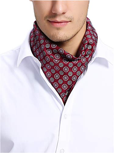 Prettystern Herren 100% Seide Bandana Nickituch Trachten-halstuch Seiden-Halstuch Sommer Seiden-Tuch Dunkel-Rot Kreis 9. von Prettystern