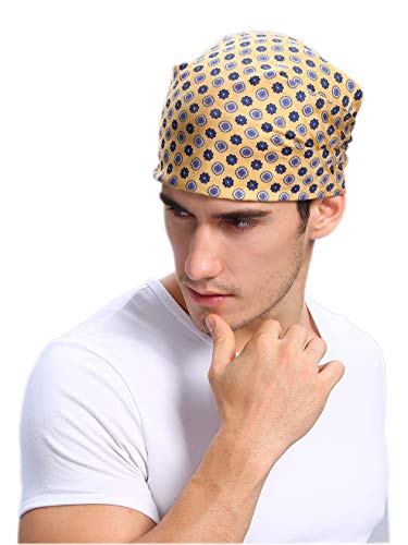 Prettystern Herren 100% Seide Bandana Nickituch Halstuch Sommer kleines Seiden-Tuch Goldgelb Kreis 12. von Prettystern