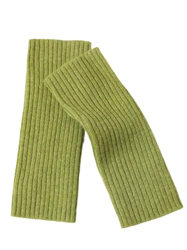 Prettystern Gerippte Damen 100% Kaschmir Fingerlose Pulswärmer handgelenk-wärmer HandStulpen Cashmere Halb-Handschuhe Grün von Prettystern