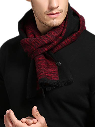 Prettystern Herren Schal aus 100% Seide – Warm wie Wolle, weich und leicht Seidenschal mit Fleece-Effekt für Herbst und Winter – Rot Schwarz Gestreift ZS11 von Prettystern