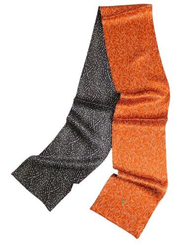Prettystern Herren Damen 2-lagig schmal SeidenSchal Krawatten-Schal Halstuch für Frühling Sommer Orange Schwarz DS11 von Prettystern