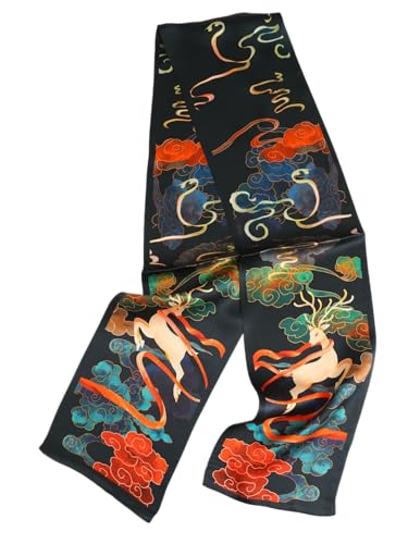 Prettystern Herren Damen elegant 2-lagig schmal langer Krawatten-Schal Halstuch SeidenSchal für Fühling und Sommer Dunkelgrün DS09 von Prettystern