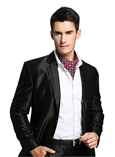 Prettystern Herren Krawattenschal aus 100% Seide Business Halstuch Schalkrawatte 2-lagig ascot Lavallière-Schal Paisley 1. Rot Weinrot von Prettystern
