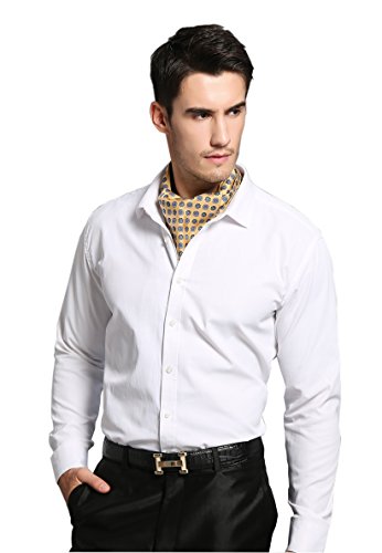 Prettystern Herren Krawattenschal aus 100% Seide Business Halstuch Schalkrawatte 2-lagig ascot Lavallière-Schal Paisley 2. Gold von Prettystern