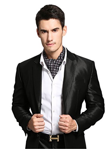 Prettystern Herren Krawattenschal aus 100% Seide Business Halstuch Schalkrawatte 2-lagig ascot Lavallière-Schal Paisley 4. Schwarz von Prettystern
