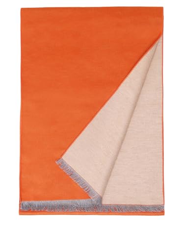 Prettystern Herren Schal aus 100% Seide – Warm wie Wolle, weich und leicht Seidenschal mit Fleece-Effekt für Herbst und Winter Grau Orange NQ01 von Prettystern
