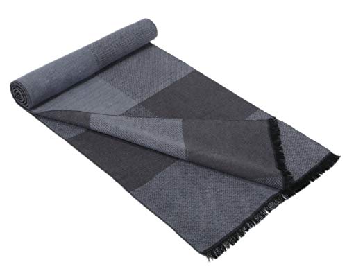 Prettystern Herren Schal aus 100% Seide – Warm wie Wolle, weich und leicht Seidenschal mit Fleece-Effekt für Herbst und Winter Silber Grau Karo ZS32 von Prettystern