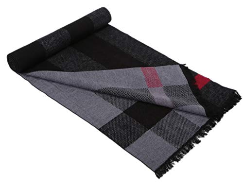 Prettystern Herren Schal aus 100% Seide – Warm wie Wolle, weich und leicht Seidenschal mit Fleece-Effekt für Herbst und Winter Schwarz Grau ZS29 von Prettystern