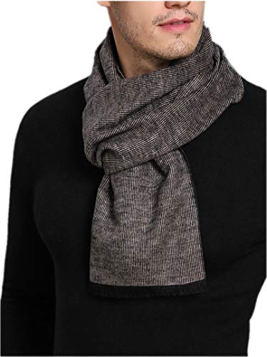 Prettystern Herren Schal aus 100% Seide – Warm wie Wolle, weich und leicht Seidenschal mit Fleece-Effekt für Herbst und Winter – Schwarz Beige Gestreift ZS15 von Prettystern