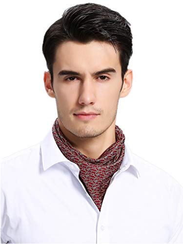 Prettystern Herren Seidentuch Satin Bandana Nickituch kleines Halstuch 53 cm 100% Seide Satin Tuch Rot Paisley 1. von Prettystern