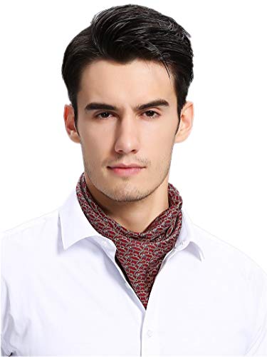 Prettystern Herren Seidentuch Satin Bandana Nickituch kleines Halstuch 53 cm 100% Seide HalsTuch Rot Paisley 1. von Prettystern