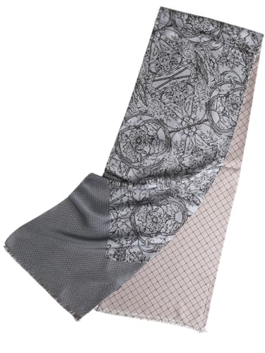Prettystern 2-lagiger Herren Seidenschal – klassisch & elegant - Fransen HerrenSchal aus 100% Seide für Business Grau-Blau AB03 von Prettystern