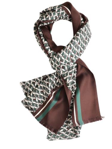 Prettystern 2-lagiger Herren Seidenschal – klassisch & elegant - Fransen HerrenSchal aus 100% Seide für Business Grün Welle AB01 von Prettystern